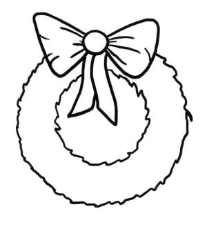 Papyon boyama sayfası,  coloring page, Yaylı Basit Noel Çelengi, 