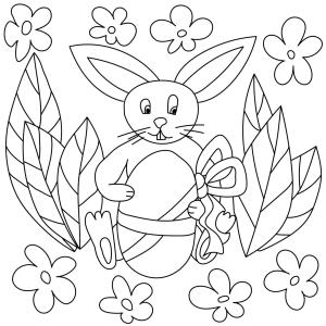 Papyon boyama sayfası,  coloring page, Yay ile Paskalya Yumurtası Tutan Tavşan, 