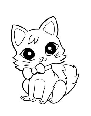 Papyon boyama sayfası,  coloring page, Bir yay ile Kedi, 