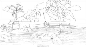 Park boyama sayfası – çocuk aktivitesi, PDF indir