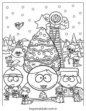 Park boyama sayfası – basit çizim, kolay boyama