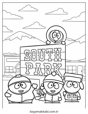 Park boyama sayfası – basit çizim, kolay boyama