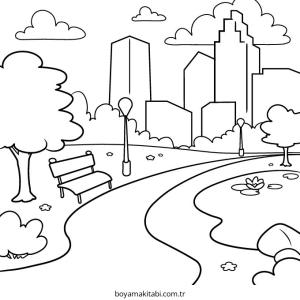 Park boyama sayfası – PDF indir, sevimli karakter