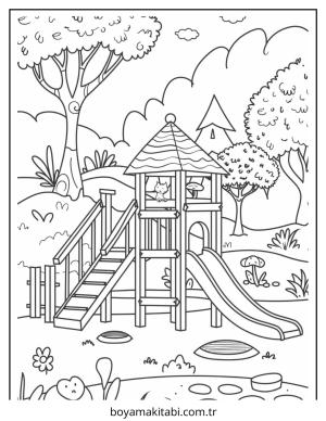 Park boyama sayfası – yaratıcılık, eğlenceli etkinlik
