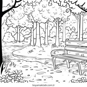 Park boyama sayfası – çocuklar için, çizgi film temalı