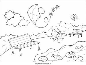 Park boyama sayfası – ücretsiz yazdır, boyama etkinliği