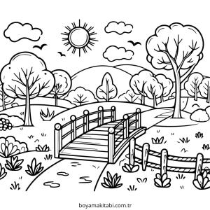 Park boyama sayfası – boyama çalışması, yaratıcılığı geliştirir