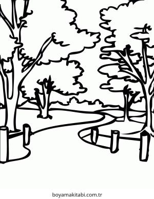 Park boyama sayfası – eğitici aktivite, yaratıcılık