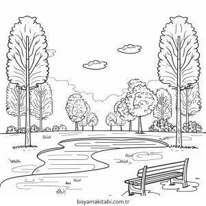 Park boyama sayfası – el becerilerini geliştirir, boyama çalışması