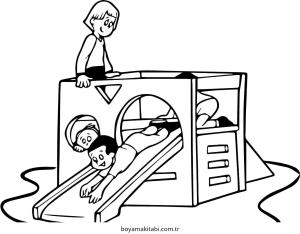 Park boyama sayfası – çocuk aktivitesi, PDF indir