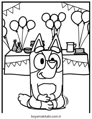 Parti boyama sayfası – PDF indir, sevimli karakter