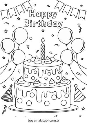 Parti boyama sayfası – boyama etkinliği, çocuk aktivitesi