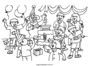 Parti boyama sayfası – eğlenceli etkinlik, el becerilerini geliştirir