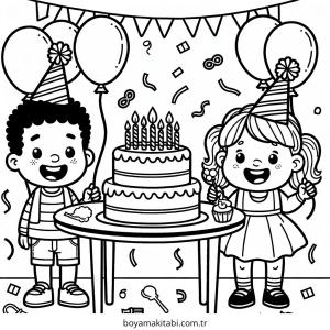 Parti boyama sayfası – basit çizim, kolay boyama