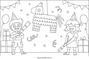 Parti boyama sayfası – okul öncesi, evde etkinlik