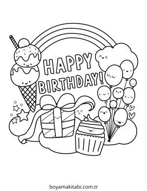 Parti boyama sayfası – renkli çizimler, okul öncesi