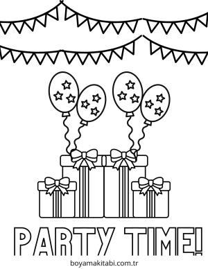 Parti boyama sayfası – sanatsal çalışma, çocuklar için