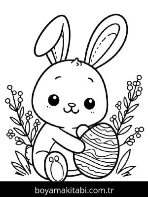 Paskalya Tavşanı boyama sayfası – çocuk aktivitesi, PDF indir