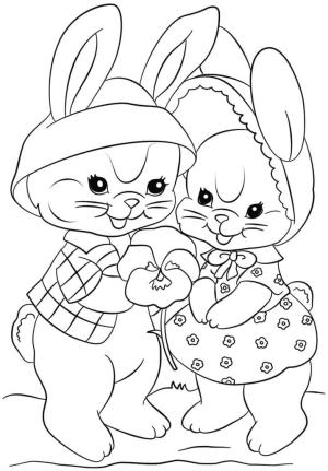 Paskalya Tavşanı boyama sayfası,  coloring page, Iki paskalya tavşanı, 