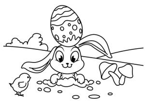 Paskalya Tavşanı boyama sayfası,  coloring page, Paskalya Tavşanı ve Piliç, 