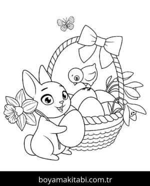 Paskalya Tavşanı boyama sayfası – çocuklar için, çizgi film temalı