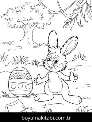 Paskalya Tavşanı boyama sayfası – okul öncesi, evde etkinlik