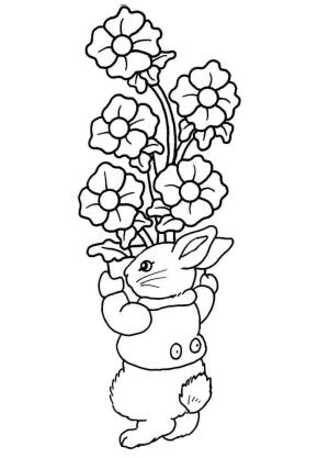 Paskalya Tavşanı boyama sayfası,  coloring page, Çiçekli Paskalya Tavşanı, 