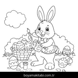 Paskalya Tavşanı boyama sayfası – PDF indir, sevimli karakter