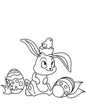 Paskalya Tavşanı boyama sayfası,  coloring page, Piliç ile Paskalya Tavşanı, 