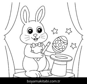 Paskalya Tavşanı boyama sayfası – basit çizim, kolay boyama