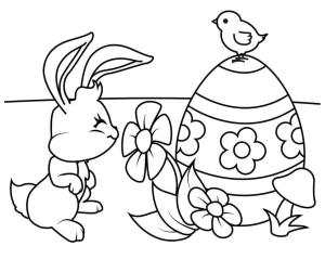 Paskalya Tavşanı boyama sayfası,  coloring page, Çiçekli Paskalya Tavşanı, 