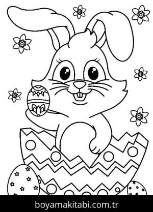 Paskalya Tavşanı boyama sayfası – renkli çizimler, okul öncesi