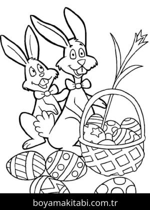 Paskalya Tavşanı boyama sayfası – çizgi film temalı, basit çizim