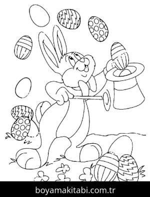 Paskalya Tavşanı boyama sayfası – basit çizim, kolay boyama