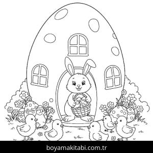Paskalya Tavşanı boyama sayfası – PDF indir, sevimli karakter
