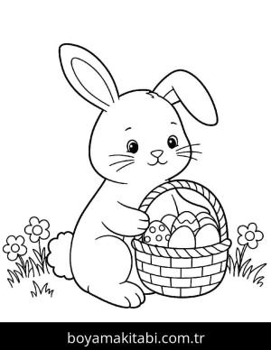 Paskalya Tavşanı boyama sayfası – eğlenceli etkinlik, el becerilerini geliştirir