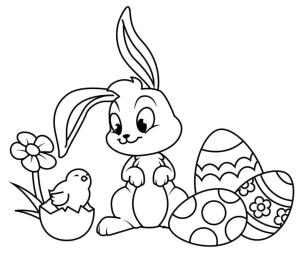 Paskalya Tavşanı boyama sayfası,  coloring page, Paskalya Tavşanı ve Piliç, 