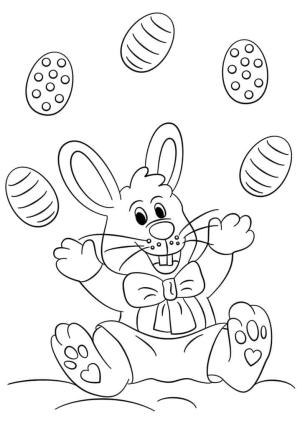 Paskalya Tavşanı boyama sayfası,  coloring page, Yumurta ile Oynayan Paskalya Tavşanı, 