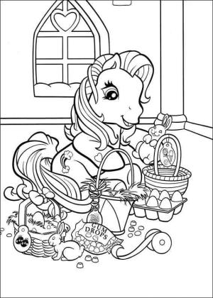 Paskalya boyama sayfası,  coloring page, Paskalya Sepeti ile Küçük Midilli, 