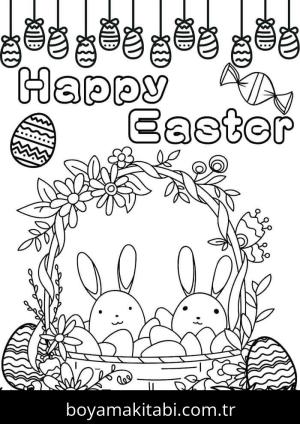 Paskalya boyama sayfası – basit çizim, kolay boyama