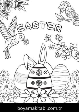 Paskalya boyama sayfası – basit çizim, kolay boyama