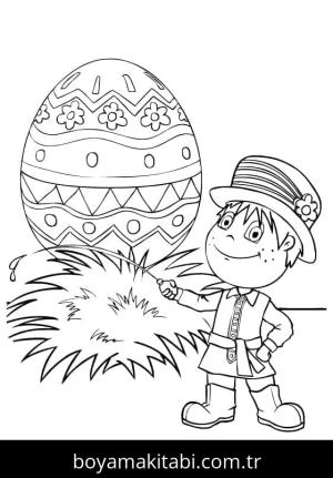 Paskalya boyama sayfası – çizgi film temalı, basit çizim