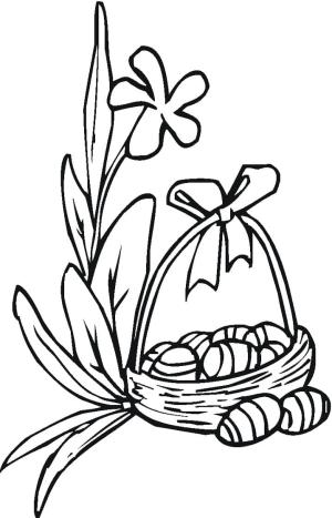 Paskalya boyama sayfası,  coloring page, Çiçekli Paskalya Sepeti, 