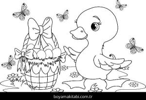 Paskalya boyama sayfası – çizgi film temalı, basit çizim