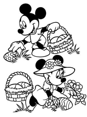 Paskalya boyama sayfası,  coloring page, Paskalya’da Mickey ve Minnie, 