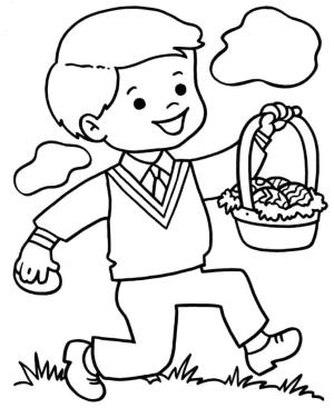 Paskalya boyama sayfası,  coloring page, Paskalya Sepetli Çocuk, 