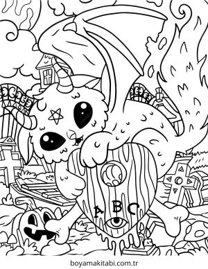 Pastel boyama sayfası – çizgi film temalı, basit çizim