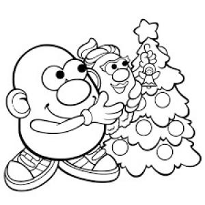 Patates boyama sayfası,  coloring page, Bay Patates Kafa ve Noel Ağacı, 