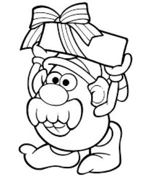 Patates boyama sayfası,  coloring page, Bay Patates Kafalı Hediye Kutusu, 