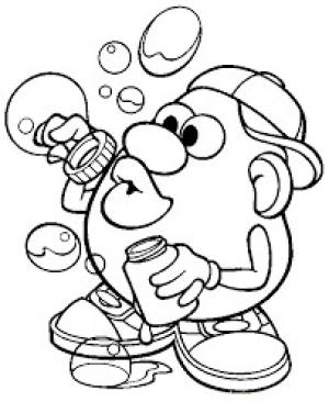 Patates boyama sayfası,  coloring page, Bay Patates Kafa Üfleme Baloncukları, 